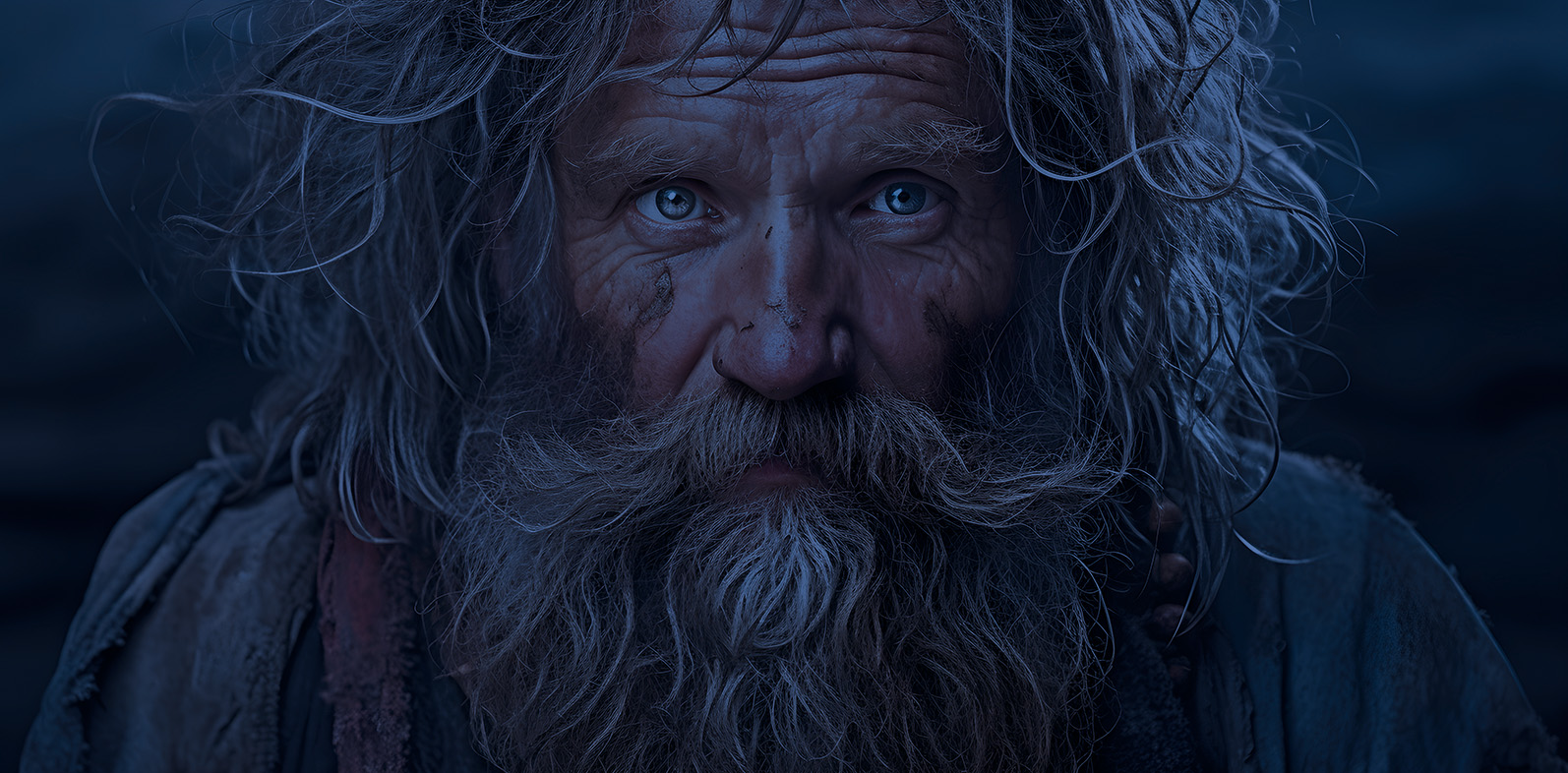 Hairy wrinkly old man.AI generated.
